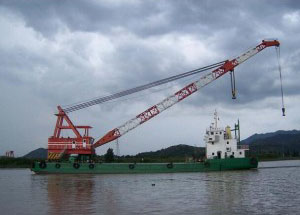 100T floating crane barge